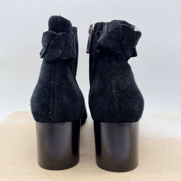 Aquatalia Braid Ankle Boots Bootie Black Suede Short Block Heel Side Zip US 6 - Picture 9 of 14